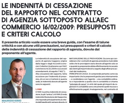 Rubrica “Parere Legale” – Marketplace n. 134: Le indennità del rapporto nel Contratto di Agenzia sottoposto all’AEC Commercio 16/02/2009: presupposti e criteri calcolo